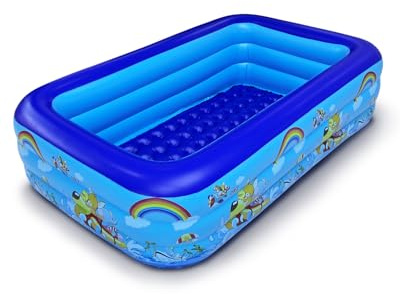 Airoieak Inflatable Paddling Pool for Kids & Adults, Heavy-Duty PVC 3 Layer Kids Pool with Leak-Proof Valve, Large Family Paddling Pool for Garden & Backyard