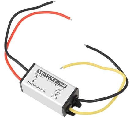 EMSea 12V/24V to 5V 5A DCConverter StepDown Buck Power Supply Regulator 25W for Car Motorcycle 49x25x20mm