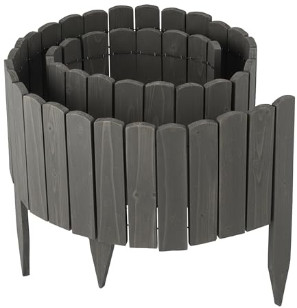 Relaxdays Bordura aiuole Flessibile in Legno, Altezza 30 cm, Lunghezza 200 cm, Grigio Scuro