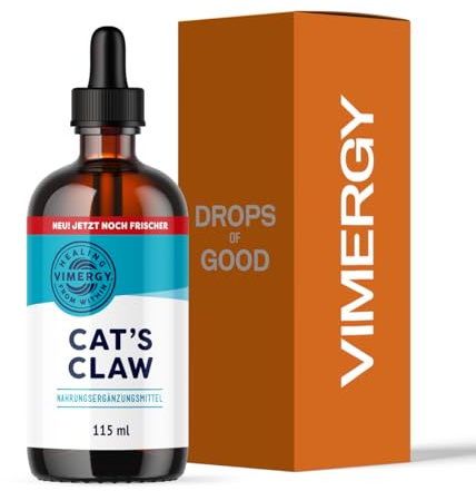 Vimergy Katzenkralle – Flüssiges Katzenkralle Glycerin – Nahrungsergänzungsmittel Vegan – Ohne Zucker, Bindemittel, Gentechnik und Gluten (115 ml)