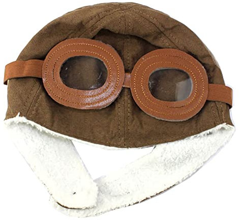 Uni Pilotenmütze für Kinder, Fliegermütze mit Ohrenschützern, warme Winter-Flugmütze mit Brille, Ohrenschützer, Foto-Requisiten für Baby und Kind, Braun