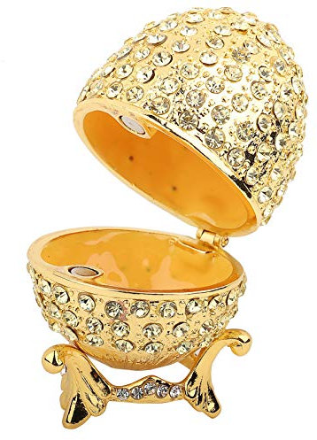 Boîte de Rangement de Bijoux, Boîte à Bibelots de œuf de Fabergé doré Vintage pour Collier, Bracelet, Bibelot, Décoration de Bureau, pour Bagues, Boucles d'oreilles,
