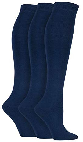 SockShop Boys and Girls 3 Pair Plain Bamboo Socks with Comfort Cuff and Handlinked Toes - Navy 3 Pair Knee 12.5-3.5 (8-12 Years)