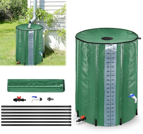 VA-Cerulean 380L Regentonne Klappbar Wassertank Wassersammler Zisterne Regenwassertonne mit Wasserhahn (Grün, 100 Gallonen)