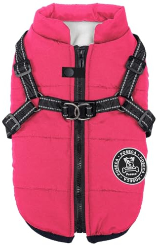 Poseca Waterproof Winter Coat for Small Dogs - Warm Vest Jacket with Harness for Small Medium Large Dogs