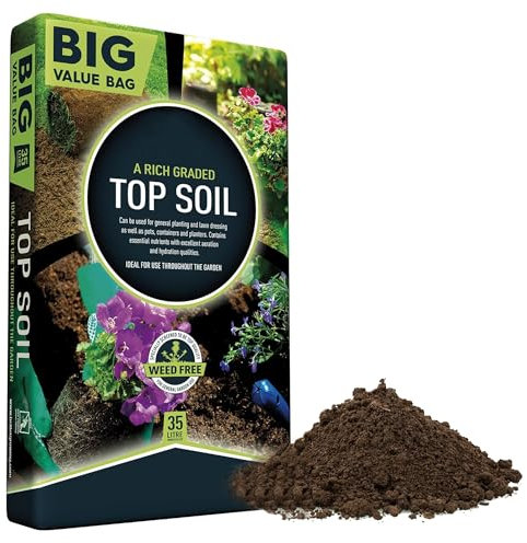 35 Litre Garden Top Soil Soil Bag With Essential Nutrients Perfect For Gardening, Lawn Dressing, Pots & Planters (1 Bag (35 Litres))