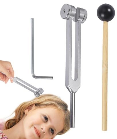 Solfeggio Kit de diapason pour la guérison, diapasons sensoriels 128 Hz en alliage d'aluminium, marteau à diapason, kit de diagnostic de fréquence précis, fourchettes Solfeggio, pour yoga, détente