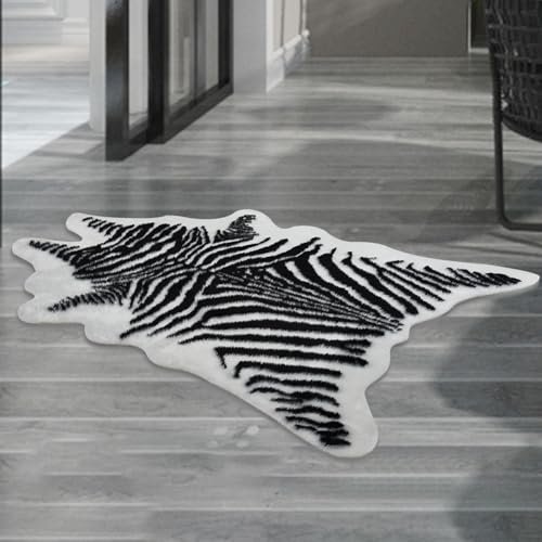 RobustWeg Tappeto con Stampa zebrata,Tappeto con Stampa in Stile Pelle di Mucca,Tappeto con Stampa Animalier,Tappeto in Pelle di Tigre,Tappeto in Finta Pelle Bovina,per Camera da Letto,Soggiorno
