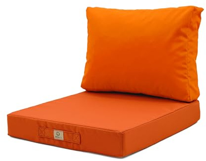 deco arts Coussins pour Salon de Jardin Déhoussable - Coussins extérieur - 50x50 cm - Coussin de Remplacement pour Fauteuil, Banc & Chaise d'extérieur - Imperméable & Confortable - Orange