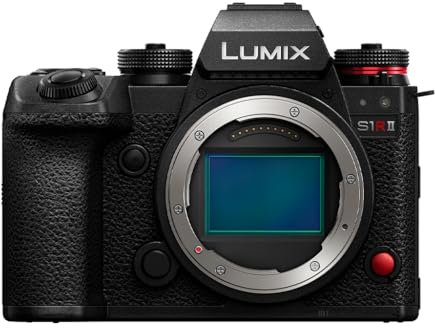 Panasonic LUMIX S1RII Vollformat-Systemkamera, 44,3MP Sensor, 8K Video, ProRes RAW, Phasen-Hybrid-AF, Dual is, 32-Bit Float Audio, 177MP Hochauflösungsmodus, OLED Sucher – Nur Gehäuse