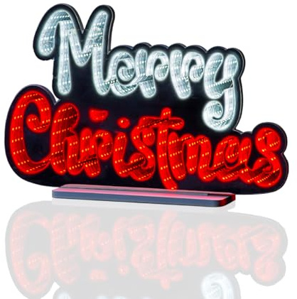 The Christmas Workshop Merry Christmas Sign Infinity Light/Double-Sided Multi-Coloured Christmas Light / 5 Metre Lead Wire / 40cm Width (74389)