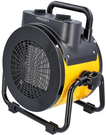 HEISSER Industrial 2000W Fan Heater – Portable Electric Space Heater for Home, Garage & Workshop | Adjustable Thermostat, Low Energy Ceramic Heater with Overheat Protection