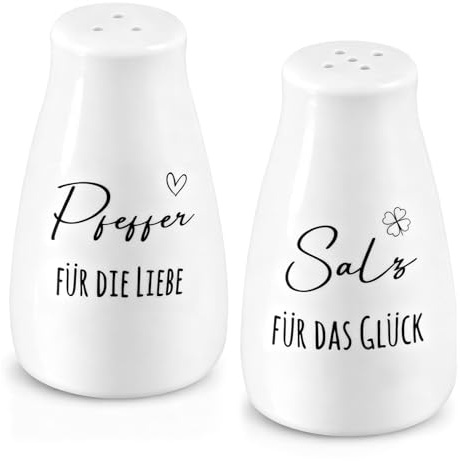 Saliera e Pepiera, Saliera Piccola con Adesivi Sale e Pepe, Spargispezie Accessori Da Cucina in Ceramica, Regalo di Nozze per Coppie per Cucina, Campeggio (Stile Elegante)