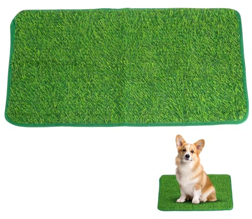 Inodoro para Perros de Césped Artificial, 46 x 70 cm, Antideslizante, para Interior y Balcón, Pipican para Perros en Casa, Sistema de Drenaje 3 Capas, Verde