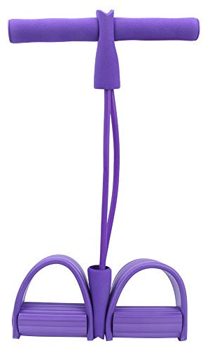Cuerda de tensión multifunción, Banda elástica de 2 Tubos para Pedal de Yoga, Equipo de Fitness, expansor de Culturismo, Cuerda de tensión para Abdominales, Cintura, Brazos y (Púrpura)