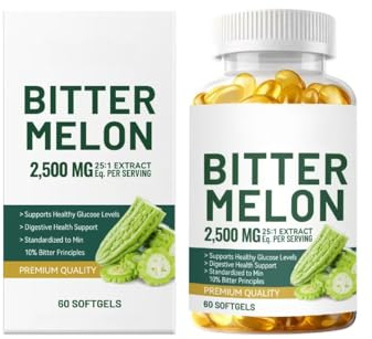 Bitter melonextrakt 25:1, 2500mg per portion, 60 veganer - standardiserat till 10% bittra principer, icke-GMO,1PCS