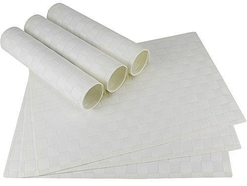 matches21 mesa Espacio Set Modern – Juego de 6 Individuales Manteles Color Blanco Trenzado plástico 45 x 30 cm