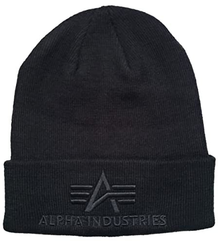 Alpha Industries Herren 3D Strickmütze aus Acryl Beanie-Mütze, Black, Talla Única