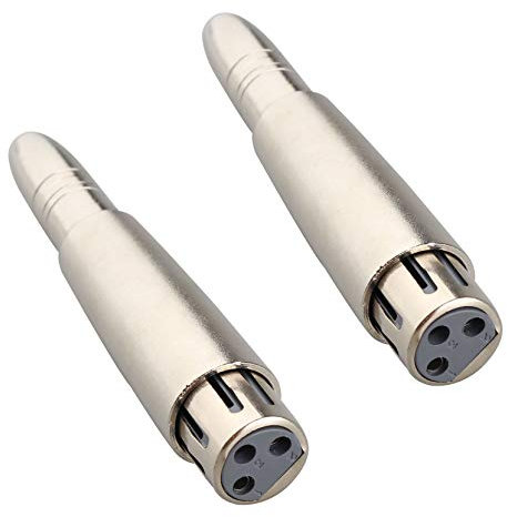 Jopto 2PCS 3 Pin XLR Femmina a 6,35 mm Femmina Jack Bilanciato Ad Audio Stereo Microfono Adattatore in Metallo Convertitore Connettore