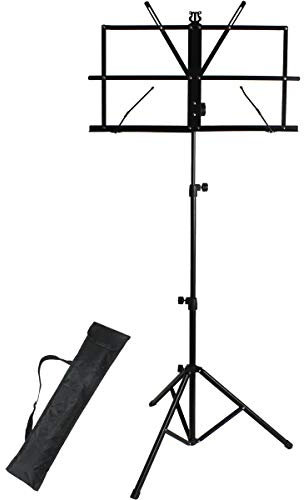 iGadgitz Xtra U6984 Handlicher Metall Notenständer Musikständer Notenpult mit Tragetasche - Schwarz