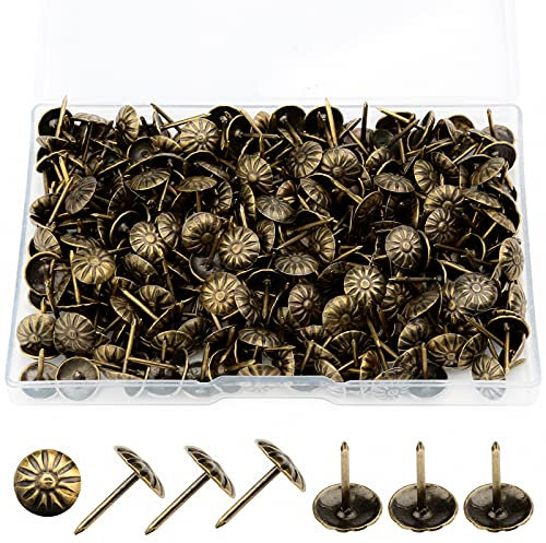 300 Stück Polsternägel, Vintage Polsterung Nägel, Polsternäfel Reißzwecken Heftzwecken Dekorative Nägel zum Dekorieren von Sofas, Türen und Anderen Möbeln 11 * 17 mm/0,43 * 0,66 Zoll(Grüne Patina)