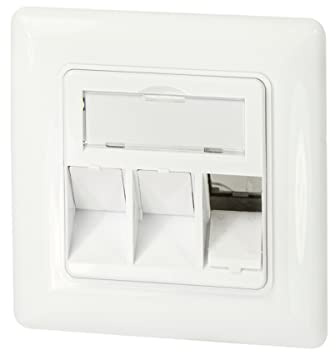 Logilink NK4055 NK4055-Scatola da incasso per 3 moduli Keystone, Design Compatible, Pure White (RAL 9010), 3 porte