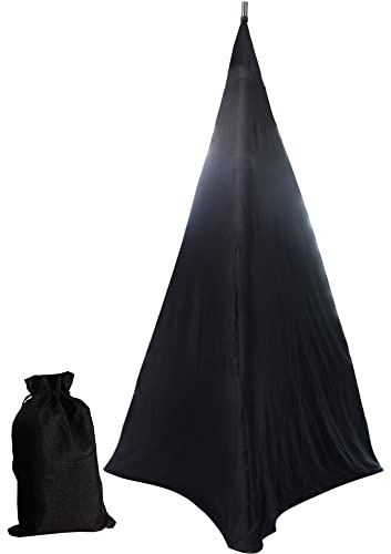 Skyour - Set di 2 custodie per altoparlanti in spandex elasticizzato nero a 3 lati triangolare per supporto per DJ da pavimento, supporto per treppiedi, copertura per matrimoni, banchetti eventi (2)