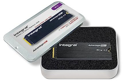 Integral Advantage PRO-1 4TB NVME SSD M.2 2280 PCIe Lightning-Fast Gen4x4 R-7400MB/s W-6700MB/s Solid State Drive Eingebauter Kühlkörper Kompatibel mit PS5 | M2 SSD | PS5 SSD | SSD 4TB | 4TB SSD