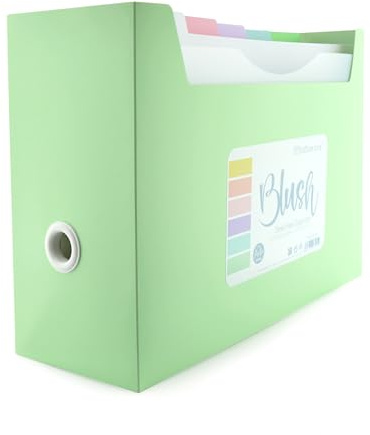 Desk Free Organizador de Documentos para Escritorio Blush - Ref. 39105- con 10 Carpetas Colgantes dobles + 40 Adhesivos, Tirador y Asa trasera en 4 diseños by Office Box. (Verde Blush)