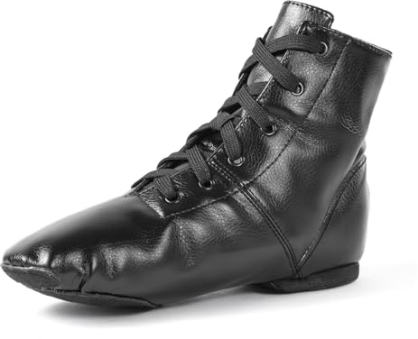 missfiona Jazz Boots Dance Shoes for Women Lace up Flat | Split Sole, Canvas, Ballroom, Over the Ankle, Suede Sole