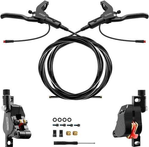 DYISLAND LD-210S Hydraulic Disc Brakes Set，2-PIN/Power-Off Hydraulic Brake kit for Electric Scooter/E-Scooter (L-L/Brakes (Black))