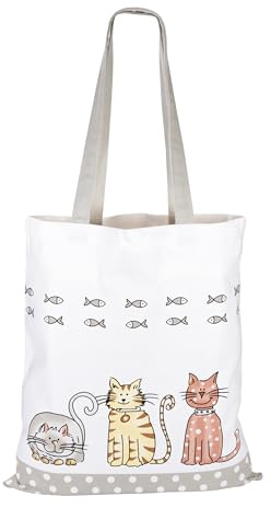SPOTTED DOG GIFT COMPANY Tote Bag pour Femmes, Sac de Course Réutilisable, Sac en Toile de Coton Épais avec Longues Anses, Pliable avec Motifs de Chat 38 x 42 cm