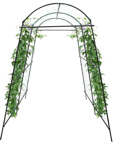 Arco de metal para jardín, arco de rosas de metal, plantas enrejadas de jardín, enrejado de jardín, soporte de cultivo de verduras, se puede utilizar en jardines, huertos, pabellones, de pie, negro,