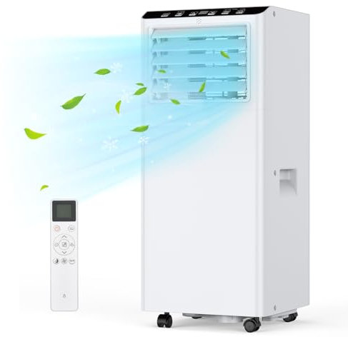 Aire Acondicionado Portátil 7000BTU,Climatizador Portátil Silencioso 25m² Ar Condicionado Portátil Climatizador Móvil Seguimiento Inteligente Ventilador Deshumidificación 24H TIME