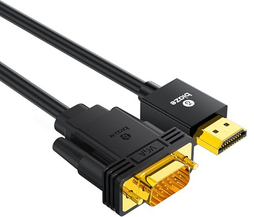 biaze HX60 VGA auf HDMI Adapter Kabel, 1.8M HDMI-zu-VGA Konverter-Kabel, Full HD 1080P SVGA Konverter für Desktop, Projektor, HDTV, Raspberry Pi, Roku, Xbox usw