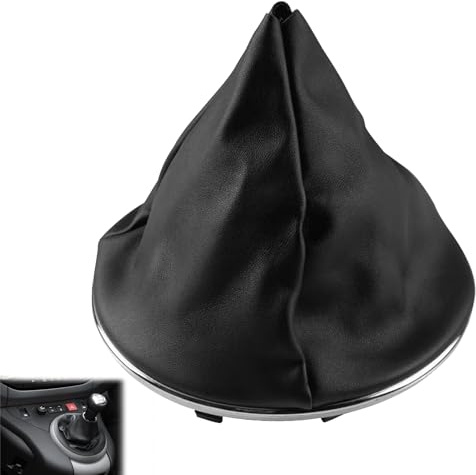 Seefey Soufflet de Levier de Vitesses en Similicuir,avec Pommeau de Levier de Vitesses et Cadre Inférieur,pour Fiat 500 500C 2007-2015,Noir