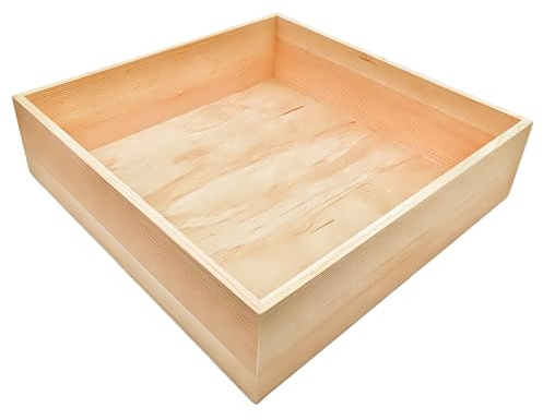 Anktily 1 set di scatole quadrate in legno grezzo, 30 x 30 x 8 cm, contenitore rustico in legno naturale per la casa, l'ufficio e la decorazione del luogo
