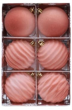6 Bolas navideñas de Terciopelo Vintage con Flocado Mixto for árbol de Navidad, 3,15 Pulgadas, for Colgar en guirnaldas.(Rose Gold)