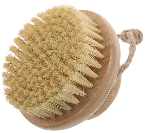 TOPPERFUN Cepillo de Ducha de Bambú Cepillo de Crin para Exfoliar y Eliminar Piel Muerta Masajea Espalda y Cuerpo Ducha o Baño