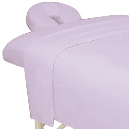 ForPro Premium Flannel 3-Piece Massage Sheet Set, English Rose, for Massage Tables, Includes Flat Sheet, Fitted Sheet and Fitted Face Rest Cover