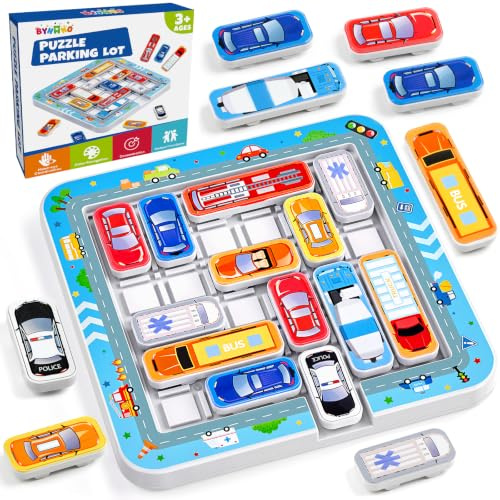 BYHANO Parkeringsspel, brädspel från 3 år, billeksaker, trafikstoppspel, logikspel med 360 nivåer, tanke- och logikspel för barn från 3–10 år, familje- och resespel
