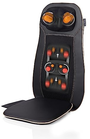 Medisana Mcn Copertura Massaggiante Shiatsu, Massaggio Schiena e Collo, Funzione di Calore, 3 Intensità, Massaggio Mirato con Luce Rossa, per Casa e Ufficio