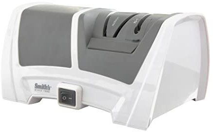 Smith's 50378 Deluxe Diamond Electric Knife Sharpener, Grey/White - Professional Kitchen Tool - Dual Sharpening Slots, Blade Guides, + Non-Slip Base – Straight Edge