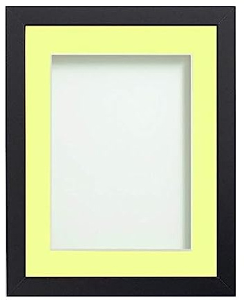 Frame Company Allington Black A4 Frame with Lemon Bon Bon Mount for 9x6 | Fits a 9x6 image with mount or a A4 image without mount, Frame size A4, Overall approx 13.3x9.9, Real Glass Front