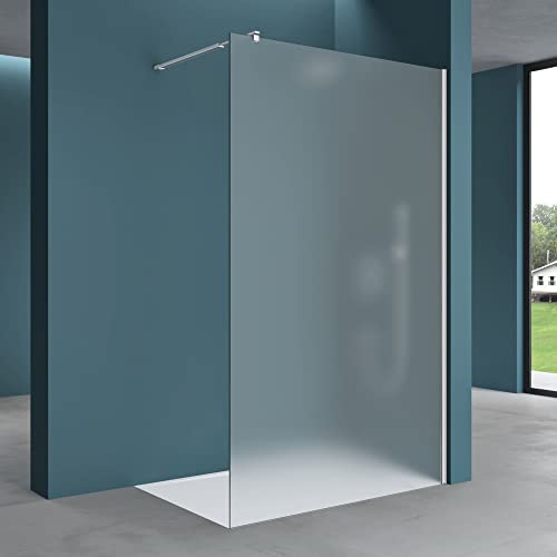 Mai & Mai Box Doccia Walk-In 100x200cm, Parete Doccia in Vetro Smerigliato 10mm Braccio di Sostegno 70-120cm Vetro di Sicurezza ESG con Rivestimento Nano BRAM3 Bremen02VS