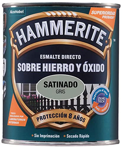 Smalto Antioxidante satinato diretto al ferro Hammerite Grigio 750 ml.