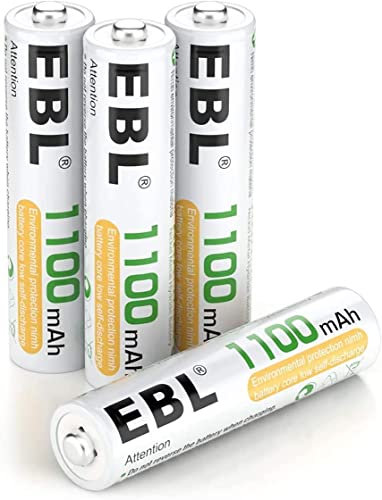 EBL 4 Piezas 1100mAh AAA 1,2V Pilas Recargables Ni-MH Alta Capacidad para Juguete Flash Mando Teléfono Fijo GPS Exterior