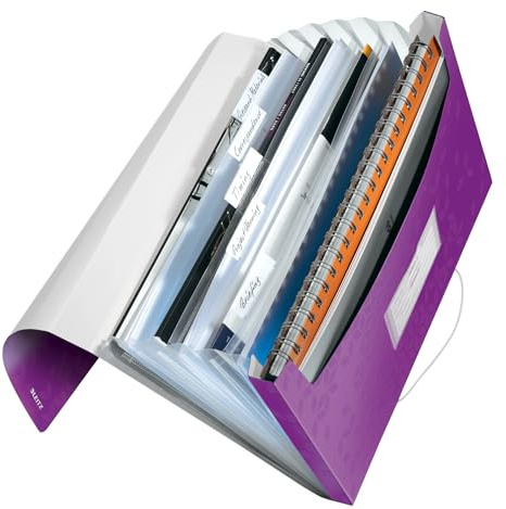 Leitz WOW Projektmapp, 6 fack, A4, gummiband, lila, 45890062