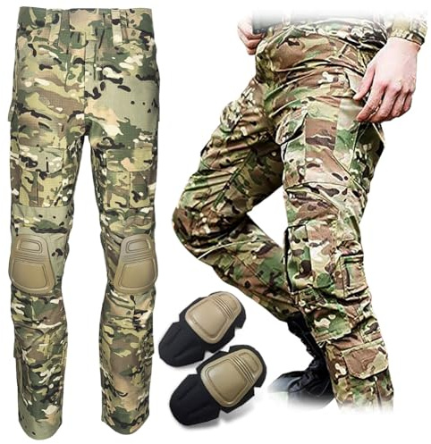HANSTRONG GEAR Tactical Pants for Men with Knee Pads, Military Airsoft Paintball Combat Pants, Multi-Pocket Quick Dry Cargo Pants for Hunting Hiking Work