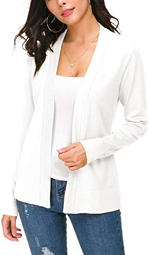EXCHIC Femmes Manches Léger Manches Longues Devant Ouvert Tricoté Cardigan Gilets